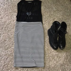 Black & White Striped Windsor Skirt